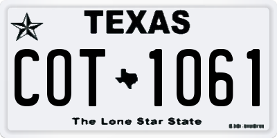 TX license plate COT1061