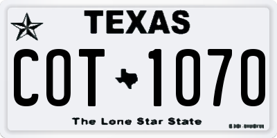 TX license plate COT1070
