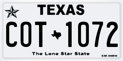 TX license plate COT1072