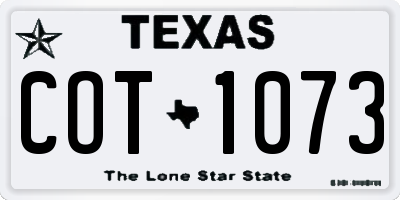 TX license plate COT1073