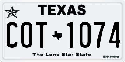 TX license plate COT1074