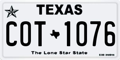 TX license plate COT1076