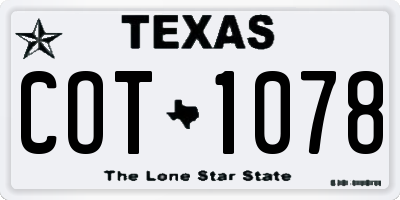TX license plate COT1078
