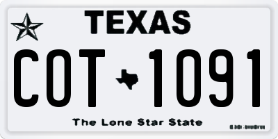 TX license plate COT1091
