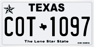 TX license plate COT1097