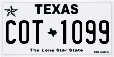 TX license plate COT1099