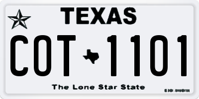 TX license plate COT1101