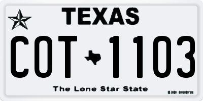 TX license plate COT1103