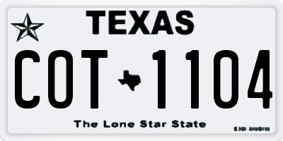 TX license plate COT1104