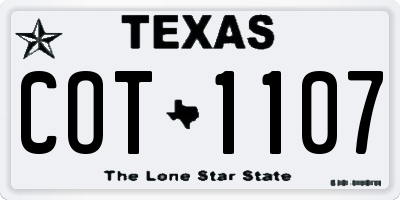 TX license plate COT1107