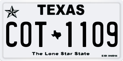 TX license plate COT1109