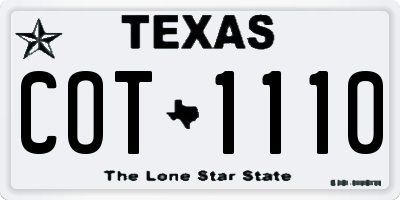 TX license plate COT1110