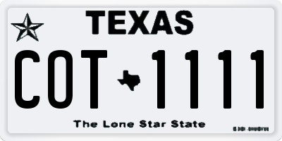 TX license plate COT1111