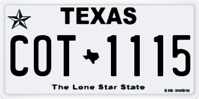 TX license plate COT1115