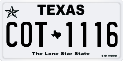 TX license plate COT1116