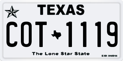 TX license plate COT1119