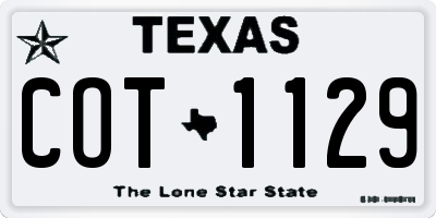 TX license plate COT1129