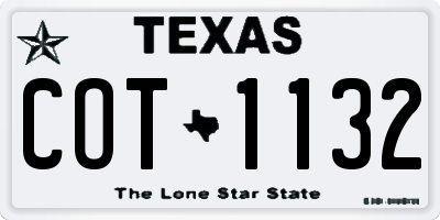 TX license plate COT1132