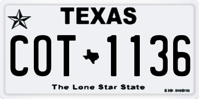 TX license plate COT1136