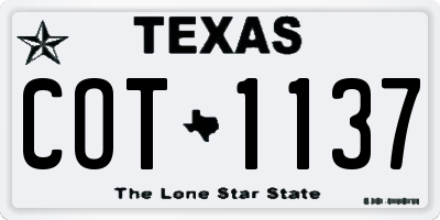 TX license plate COT1137