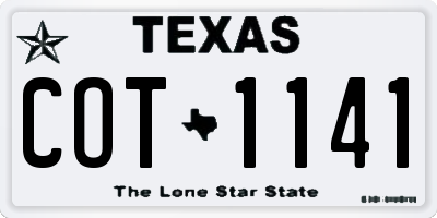 TX license plate COT1141