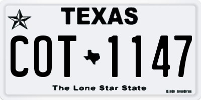 TX license plate COT1147