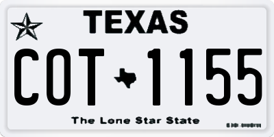 TX license plate COT1155