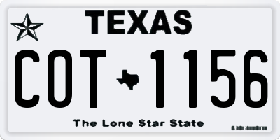TX license plate COT1156