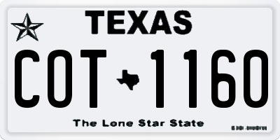 TX license plate COT1160