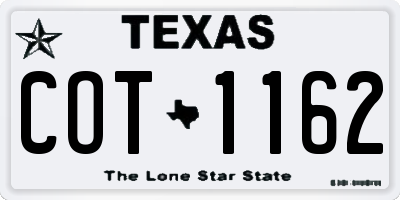TX license plate COT1162