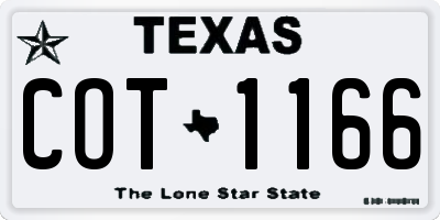 TX license plate COT1166