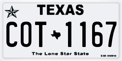 TX license plate COT1167
