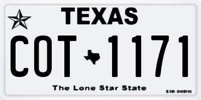 TX license plate COT1171