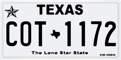 TX license plate COT1172
