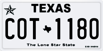 TX license plate COT1180