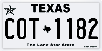 TX license plate COT1182