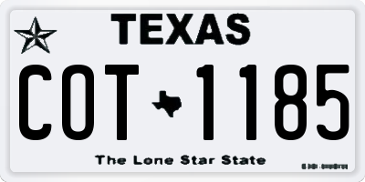 TX license plate COT1185