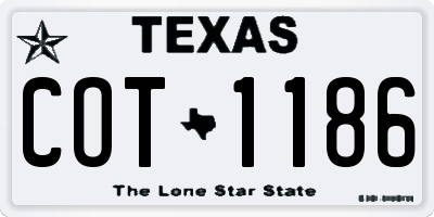 TX license plate COT1186