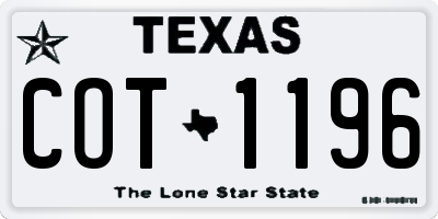 TX license plate COT1196