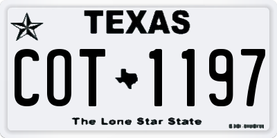 TX license plate COT1197