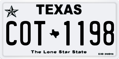 TX license plate COT1198