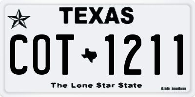 TX license plate COT1211