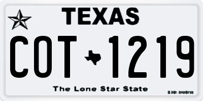 TX license plate COT1219