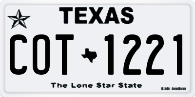 TX license plate COT1221