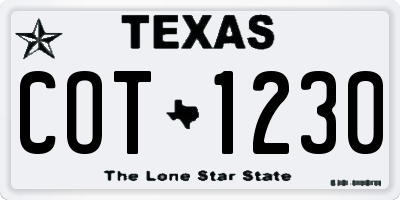 TX license plate COT1230