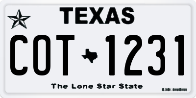 TX license plate COT1231