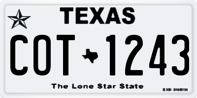 TX license plate COT1243