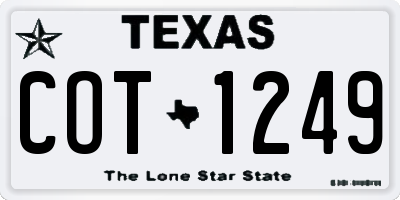 TX license plate COT1249