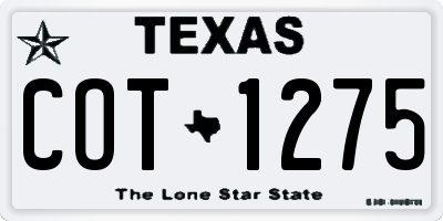 TX license plate COT1275