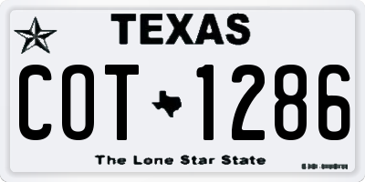 TX license plate COT1286